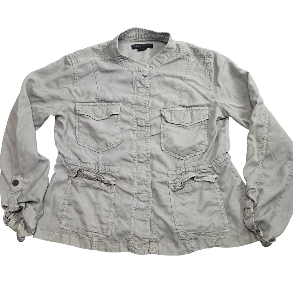 Sanctuary Utility Jacket Womens M Gray Safari Military Style Field Coat XJD187E1